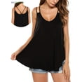 thumbnail image 1 of BadPiggies Women Flowy V Neck Sleeveless Tank Tops Summer Sexy Casual Double Spaghetti Straps Camisole Vest (L, Black), 1 of 7