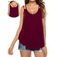 thumbnail image 1 of BadPiggies Women Flowy V Neck Sleeveless Tank Tops Summer Sexy Casual Double Spaghetti Straps Camisole Vest (M, Red), 1 of 7