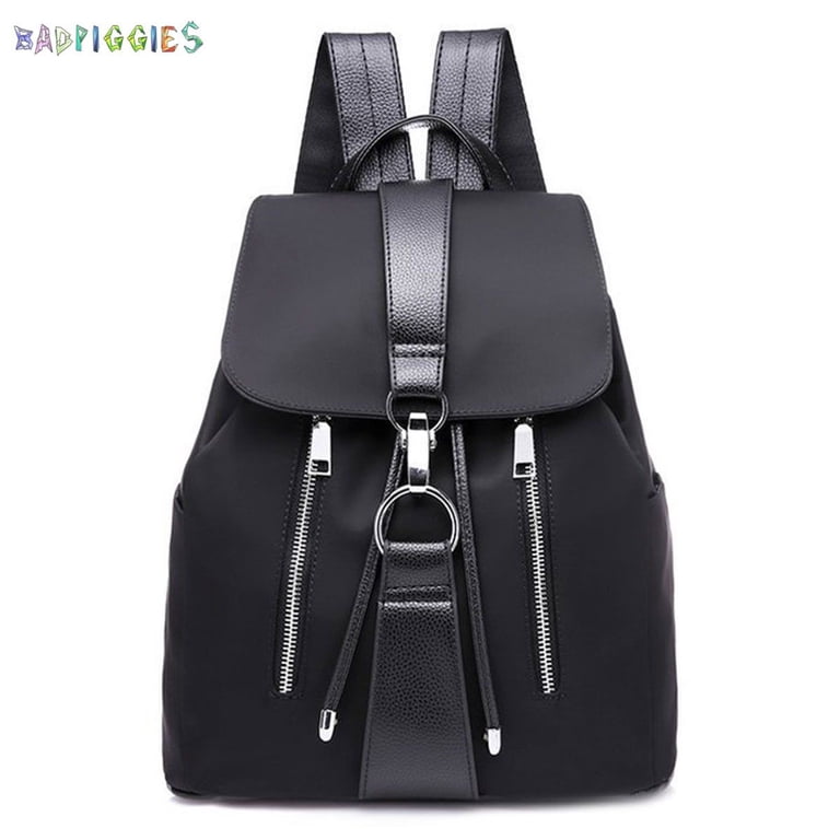 BadPiggies Women Laptop Backpack Purse Nylon PU Leather Anti 