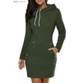 thumbnail image 1 of BadPiggies Women Midi Hoodie Dress with Pocket Long Sleeve Cotton Pullover Slim Fit Sweater Dress (2XL, Green), 1 of 7