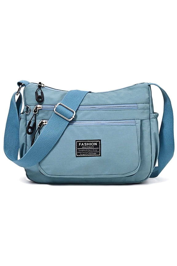 BadPiggies Women Nylon Crossbody Bag Waterproof Shoulder Handbag Lightweight Casual Messenger Purse Multi Zipper Pockets - Blue