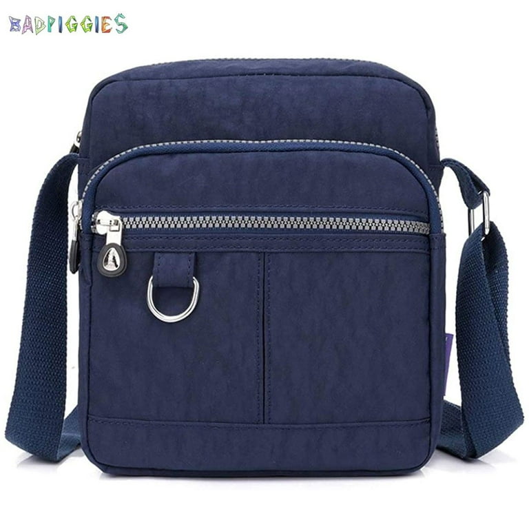 BadPiggies Women Nylon Purse Crossbody Bag Handbag Waterproof Casual  Shoulder Bag with Zipper Pockets (Dark Blue)