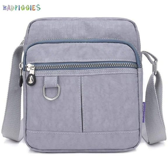 BadPiggies Women Nylon Purse Crossbody Bag Handbag Waterproof Casual Shoulder Bag with Zipper Pockets (Gray)
