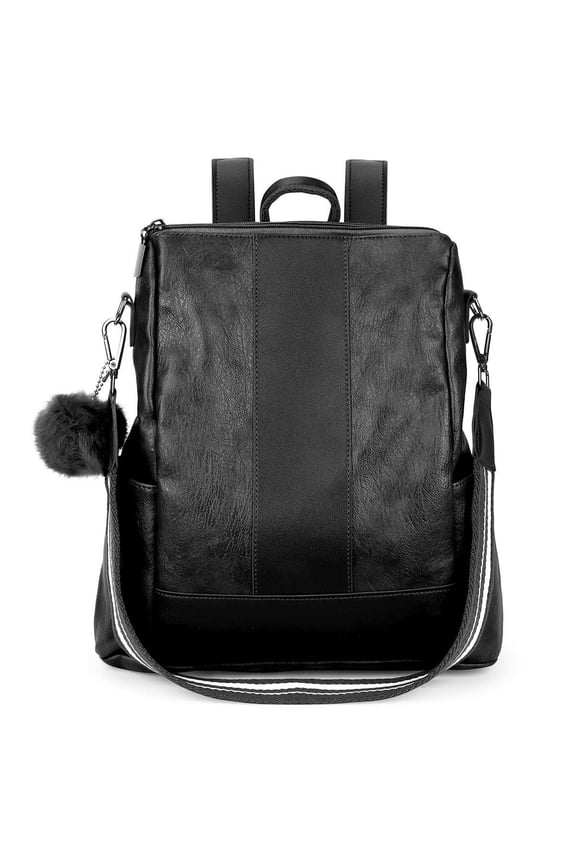 BadPiggies Women PU Leather Backpack Purse Anti-theft Travel Shoulder Bag Casual Satchel Bags (Black)