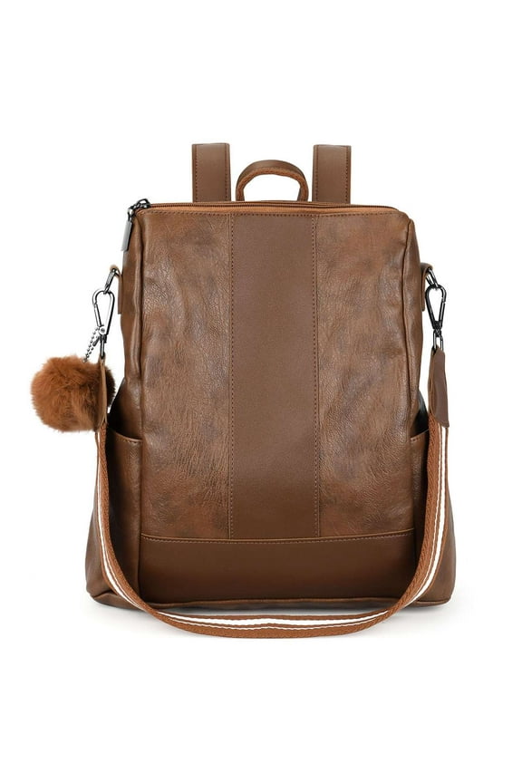 BadPiggies Women PU Leather Backpack Purse Anti-theft Travel Shoulder Bag Casual Satchel Bags (Brown)