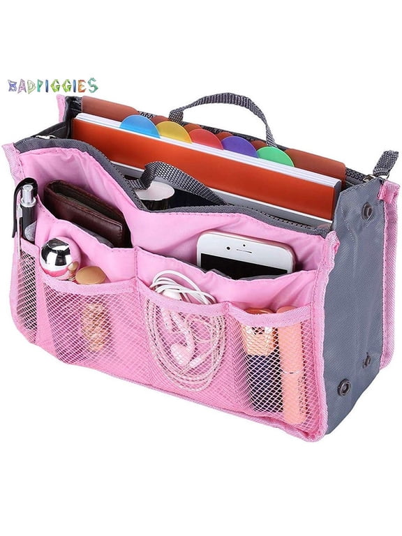 BadPiggies Women Pocket Large Travel Insert Handbag Make Up Bag Tote Organizer Tidy Bag Purse Pouch