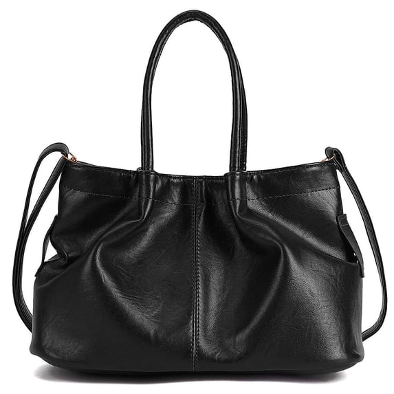 BadPiggies Women Satchel Handbags Top Handle Purse Medium Tote Bag Vegan Leather Shoulder Bag (Black)