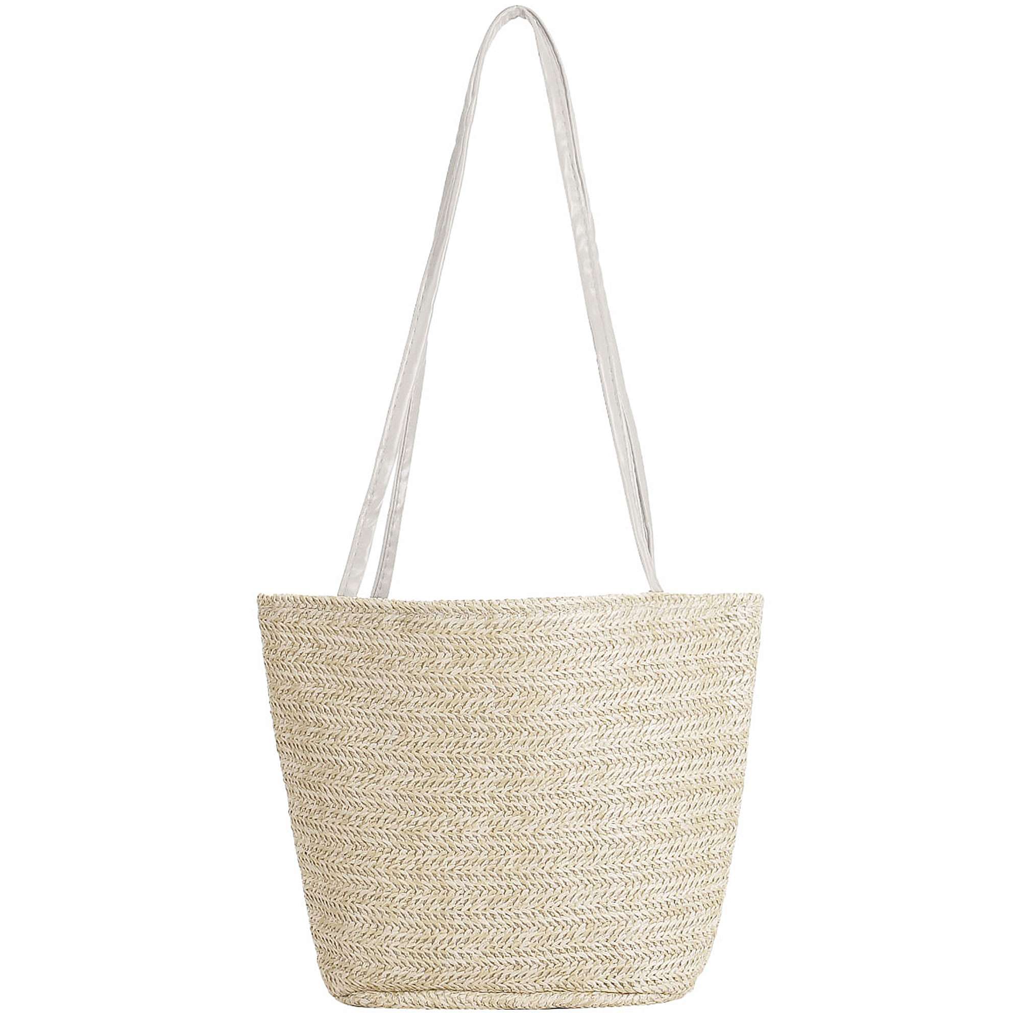 Beach Bag Straw Bags Hand-woven Straw Bag, Hobo Women's Straw Beach Tote Bag Woven Summer Bags Bohemian Vacation Casual Handbag Beige (Color : Beige