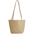 thumbnail image 1 of BadPiggies Women Straw Beach Bag Buckets Shoulder Bag Tote Bag Summer Hand-woven Handbag (Khaki), 1 of 9