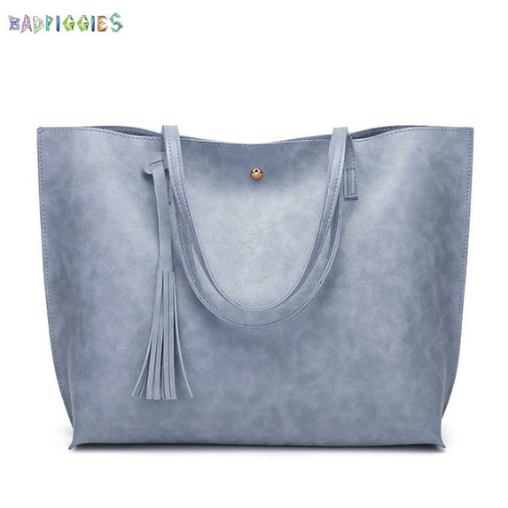 BadPiggies Women Tote Bag Tassels PU Leather Shoulder Handbags Big Capacity Fashion Ladies Purses Satchel Messenger Bags