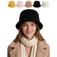 thumbnail image 1 of BadPiggies Women Winter Bucket Hat Adjustable Vintage Cloche Hats Warm Faux Fur Wool Outdoor Fisherman Cap, 1 of 6