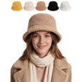 thumbnail image 1 of BadPiggies Women Winter Bucket Hat Adjustable Vintage Cloche Hats Warm Faux Fur Wool Outdoor Fisherman Cap, 1 of 6