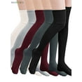 thumbnail image 1 of BadPiggies Women's 5 Pairs Knit Thigh High Cotton Socks Over the Knee High Boot Stockings Leg Warmers, 1 of 6