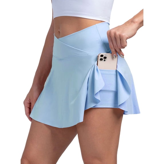 BadPiggies Women's Athletic Tennis Golf Skirts with Pocket Mid-Waisted Shorts Badminton Running Sport Skorts