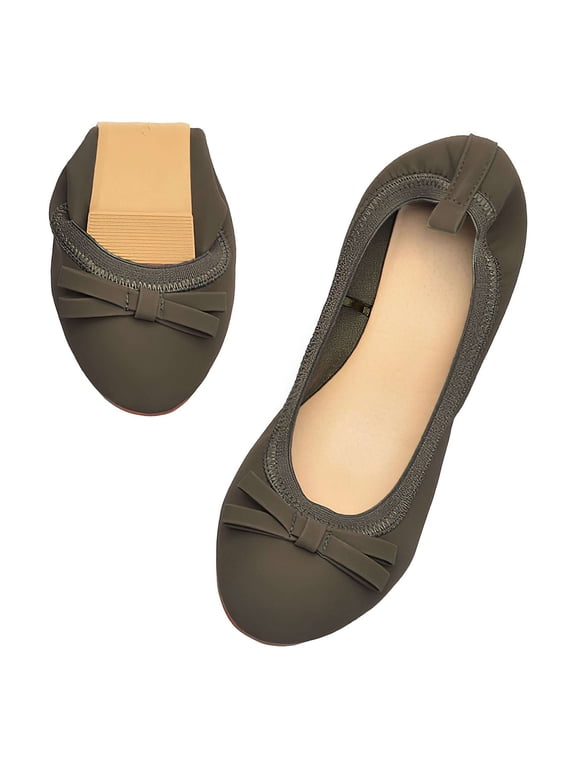 BadPiggies Women's Ballet Flats Slip On Round Toe Dress Shoes Foldable Ballerina Slippers US 6-10