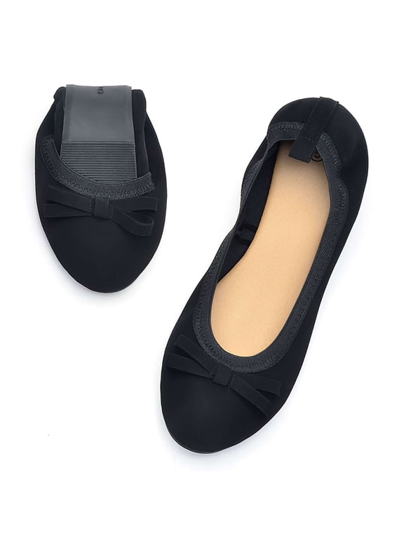 BadPiggies Women's Ballet Flats Slip On Round Toe Dress Shoes Foldable Ballerina Slippers US 6-10