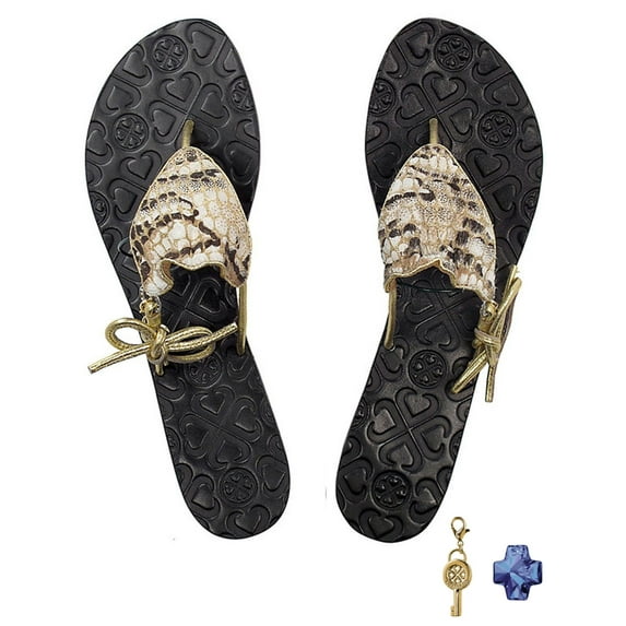 BadPiggies Women's Bohemia Flip Flops Summer Beach T-Strap Flat Sandals Walking Shoes with Crystal