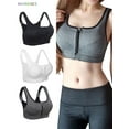 thumbnail image 1 of BadPiggies Women's Comfort Zip Front Close Sports Bra Padded Yoga Bra Fitness Tank Top Underwear (M, Black), 1 of 6