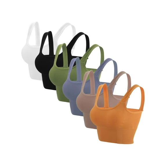 BadPiggies Women's Comfy Cami Bra Crop Top Wirefree Seamless Yoga Bralette Longline Padded Lounge Bra Pullover Sleep Bra (S/M, Blue)