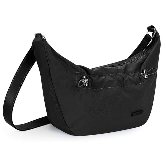 BadPiggies Women's Crescent Shoulder Bag Nylon Underarm Purse Casual Crossbody with Adjustable Strap (Black)