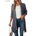 thumbnail image 1 of BadPiggies Women's Draped Open Front Cardigan Casual Long Sleeve Lightweight Cardigans Sweaters Duster S-XXL, 1 of 6