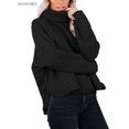 thumbnail image 1 of BadPiggies Women's Lapel Fuzzy Fleece Sweatshirt Casual Loose Pullover Cozy Fluffy Warm Turtleneck Jacket Coat (S, Black), 1 of 6