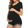 thumbnail image 1 of BadPiggies Women's Maternity Nursing Top Breastfeeding Short Sleeve T Shirts Double Layer Pregnancy Blouse (M, Black), 1 of 7