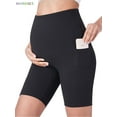 thumbnail image 1 of BadPiggies Women's Maternity Yoga Shorts Bike Shorts Over The Belly Bump Workout Running Active Athletic Short Pants with Pockets, 1 of 3