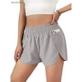thumbnail image 1 of BadPiggies Women's Quick-Dry Running Shorts Elastic High Waisted Athletic Shorts Pants Sporty Workout Shorts with Zipper Pocket (L, Gray), 1 of 6