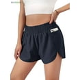 thumbnail image 1 of BadPiggies Women's Quick-Dry Running Shorts Elastic High Waisted Athletic Shorts Pants Sporty Workout Shorts with Zipper Pocket (XL, Navy), 1 of 7