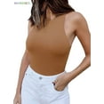 thumbnail image 1 of BadPiggies Women's Sexy Sleeveless Racer Back Halter Neck Bodysuit Tank Tops (L, Khaki), 1 of 4