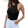 thumbnail image 1 of BadPiggies Women's Sexy Sleeveless Racer Back Halter Neck Bodysuit Tank Tops (M, Black), 1 of 4