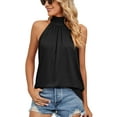 thumbnail image 1 of BadPiggies Women's Sleeveless Tie Halter Neck Summer Tops Loose Casual Tank Top Blouse Shirts (L, Black), 1 of 5
