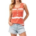 thumbnail image 1 of BadPiggies Women's Summer Boho Tie Dye Sleeveless Tank Tops Button Blouse Loose Casual Striped Vest T-shirt Plus Size (XL, Orange), 1 of 6