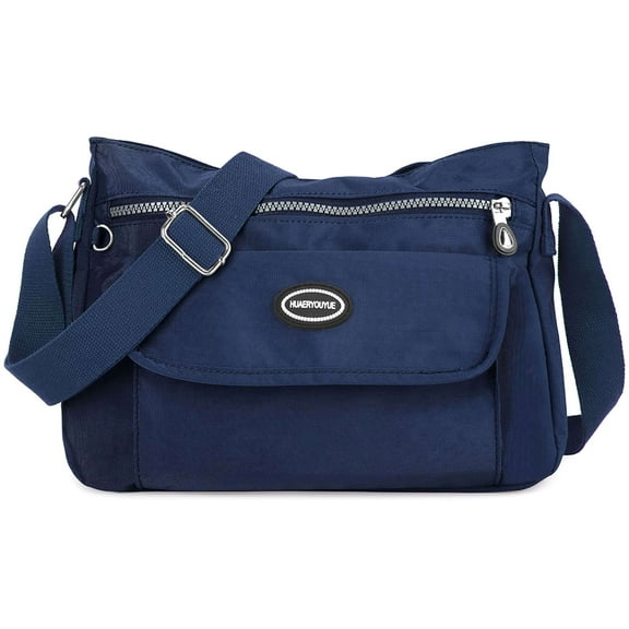 BadPiggies Women's Waterproof Nylon Crossbody Bag Multi-Pocket Shoulder Bag Travel Purse and Handbag (Navy)