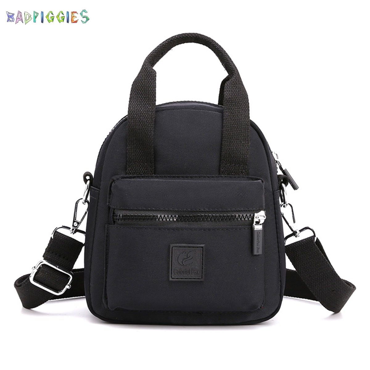BadPiggies Women's Waterproof Nylon Shoulder Bag Lightweight Everyday Purse Girls Casual Crossbody Bag Anti-Theft Messenger Bag (Black)