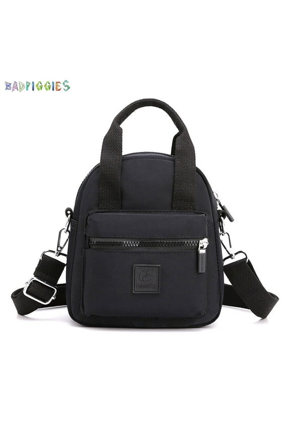 BadPiggies Women's Waterproof Nylon Shoulder Bag Lightweight Everyday Purse Girls Casual Crossbody Bag Anti-Theft Messenger Bag (Black)