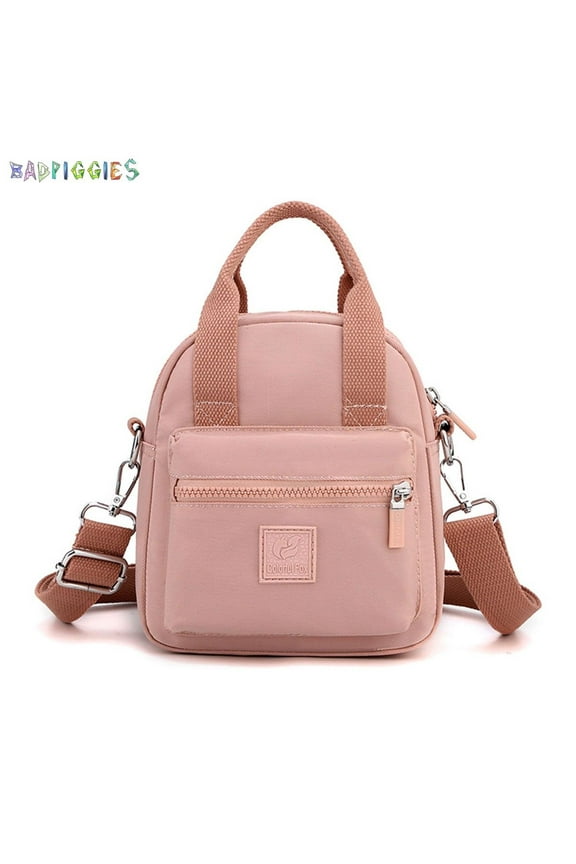 BadPiggies Women's Waterproof Nylon Shoulder Bag Lightweight Everyday Purse Girls Casual Crossbody Bag Anti-Theft Messenger Bag (Pink)