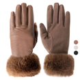 thumbnail image 1 of BadPiggies Women's Winter Gloves Sensitive Touch Screen Cold Weather Windproof Thermal Warm Fleece Lined PU Leather Glove - Khaki, 1 of 8
