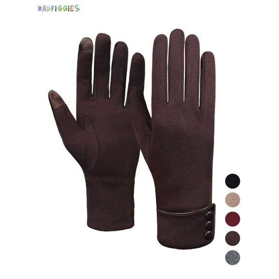 BadPiggies Women's Winter Warm Gloves with Sensitive Touch Screen Texting Fingers Fleece Lined Windproof Driving Gloves (Coffee)