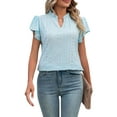 thumbnail image 1 of BadPiggies Womens Blouse V Neck Ruffle Short Sleeve Flowy Shirts Dressy Casual Cute Summer Tops, 1 of 8