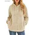 thumbnail image 1 of BadPiggies Womens Fuzzy Fleece Sweatshirt Casual Loose Sherpa Pullover Oversized Hoodie with Pockets (2XL, Apricot), 1 of 7