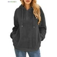 thumbnail image 1 of BadPiggies Womens Fuzzy Fleece Sweatshirt Casual Loose Sherpa Pullover Oversized Hoodie with Pockets (L, Gray), 1 of 7