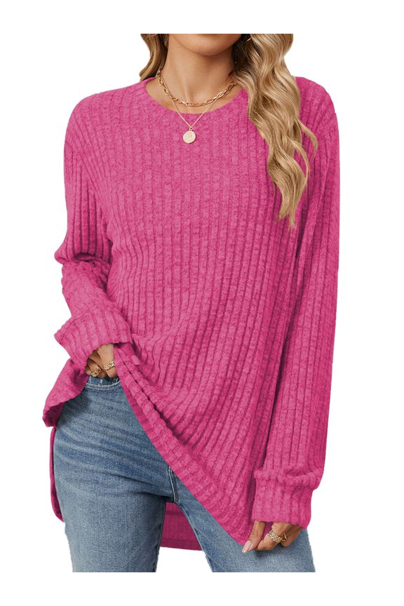 BadPiggies Womens Long Sleeve Shirts Crew Neck Casual Fall Tunic Tops Lightweight Pullover