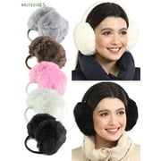 BadPiggies Womens Plush Ear Muffs Winter Ear Warmers, Soft Warm Faux Fur Furry Earmuffs Ear Covers for Cold Weather (White)