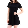 thumbnail image 1 of BadPiggies Womens Short Sleeve Loose Casual T-Shirt Tops Dress A-Line Round Neckline Summer Dress (M, Black), 1 of 8