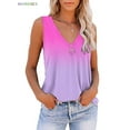 thumbnail image 1 of BadPiggies Womens Tank Tops V Neck Sleeveless Gradient T Shirts Summer Tunic Tops Blouse (XL, Pink), 1 of 5