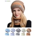 thumbnail image 1 of BadPiggies Womens Winter Beanie Hat Scarf Set Cute Snow Ski Slouchy Knit Skull Cap Gradient Color Neck Warmer Wraps with Fleece Lined (Orange), 1 of 7