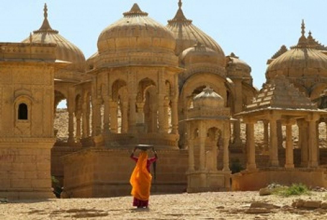 Bada Bagh with Royal Chartist and Finely Carved Ceilings Jaisalmer Rajasthan India Canvas Art - Keren Su DanitaDelimont (36 x 24)