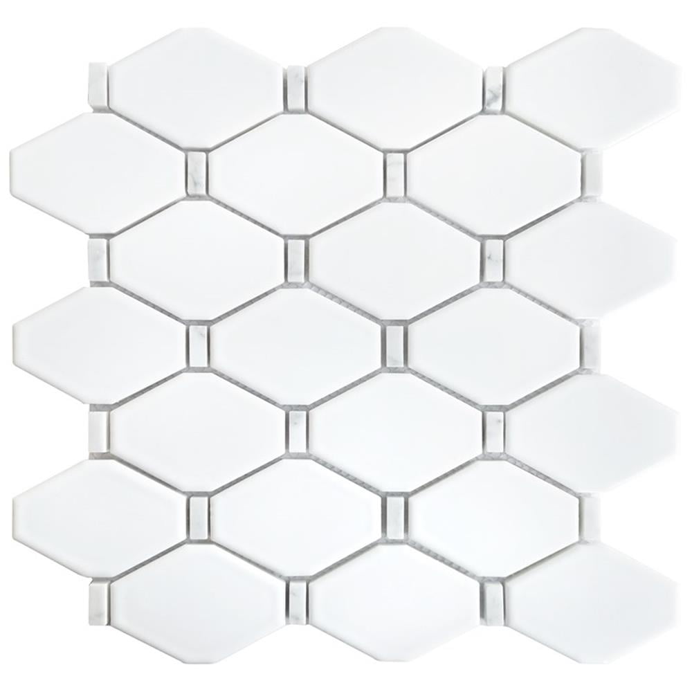 Honeycomb White Recycled Glass Mosaic Wall and Floor Tile